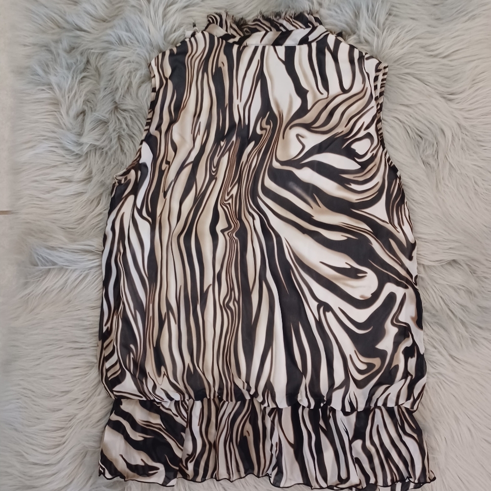 Quintessential Brown Abstract Sleeveless Blouse Tunic Top Size XL - Picture 4 of 9